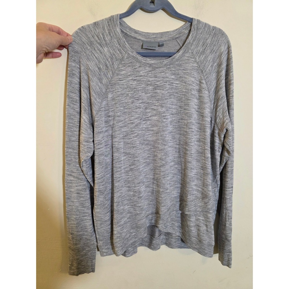 Athleta Womens Gray Space Dye Raglan Long Sleeve Sweatshirt 489051 FA17 Size L